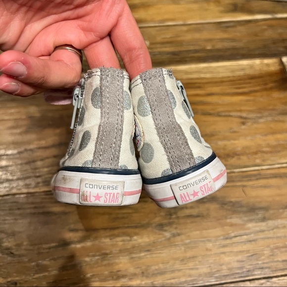 Converse Gray and Silver Glitter Polka Dot Hi Tops - Picture 5 of 7
